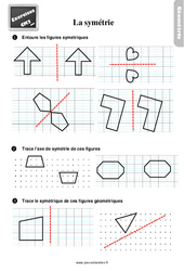 Compléter des figures symétriques - Exercices, révisions : 7ème Harmos - PDF à imprimer