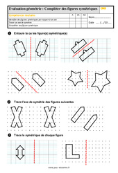 Compléter des figures symétriques - Évaluation, bilan : 7ème Harmos - PDF à imprimer