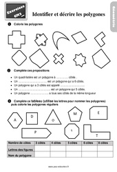 Décrire et reconnaitre des polygones - Exercices, révisions : 7ème Harmos - PDF à imprimer