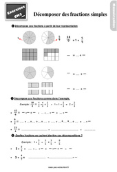 Décomposer des fractions simples - Exercices avec les corrections : 7ème Harmos - PDF à imprimer