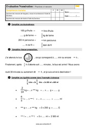 Fractions et mesures - Examen Evaluation : 7ème Harmos - PDF à imprimer