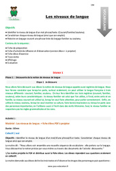 Les niveaux de langue - Séquence - Fiche de préparation : 7ème Harmos - PDF à imprimer