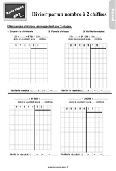 Diviser par un nombre à deux chiffres - Exercices, révisions : 7ème Harmos - PDF à imprimer