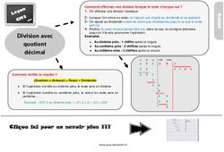 Division avec quotient décimal - Cours, Leçon, trace écrite : 7ème Harmos - PDF gratuit à imprimer