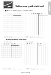 Division avec quotient décimal - Exercices, révisions : 7ème Harmos - PDF à imprimer