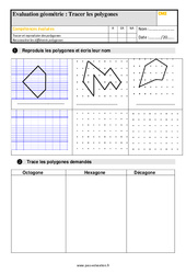 Tracer les polygones - Évaluation, bilan : 7ème Harmos - PDF à imprimer