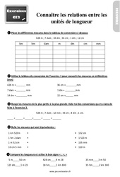 Connaître les relations entre les unités de longueurs - Exercices, révisions : 5ème Harmos - PDF à imprimer