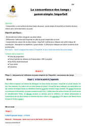 La concordance des temps - Fiches passé - simple et imparfait - Fiche de préparation : 6ème Harmos - PDF à imprimer