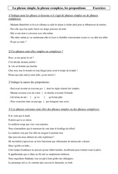 Exercices de grammaire  - Fiches La phrase simple, la phrase complexe, les propositions : 7ème Harmos - PDF à imprimer