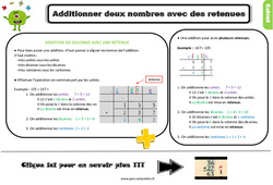 Additionner deux nombres avec des retenues - Cours, Leçon : 5ème Harmos - PDF gratuit à imprimer