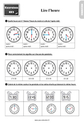 Lire l’heure - Exercices, révisions : 5ème Harmos - PDF à imprimer