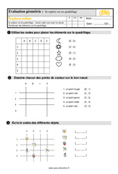 Se repérer sur un quadrillage - Évaluation, bilan : 5ème Harmos - PDF à imprimer