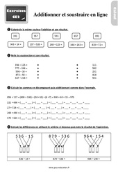 Additionner et soustraire en ligne - Exercices : 5ème Harmos - PDF à imprimer