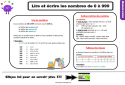 Lire et écrire les nombres de 0 à 999 : 5ème Harmos - PDF à imprimer