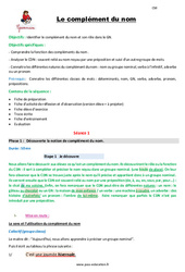 Séquence - Fiche de préparation Le complément du nom - Séquence - Fiche de préparation : 6ème Harmos - PDF à imprimer