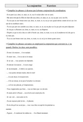 Conjonction - Exercices - Grammaire : 7ème Harmos - PDF à imprimer