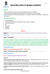 Séquence - Fiche de préparation Accorder dans le groupe nominal - Séquence - Fiche de préparation : 6ème Harmos - PDF à imprimer