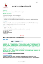 Les pronoms personnels - Séquence - Fiche de préparation : 7ème Harmos - PDF à imprimer