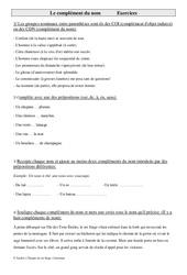 Complément du nom - Exercices - Grammaire : 7ème Harmos - PDF à imprimer