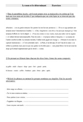 Nom - Déterminant - Exercices - Grammaire : 7ème Harmos - PDF à imprimer