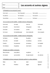 Apostrophe - Cédille - Tréma - Exercices sur les accents : 8ème Harmos - PDF à imprimer