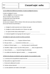 Accord sujet verbe - Exercices corrigés : 8ème Harmos - PDF à imprimer