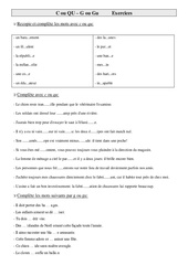 Exercices d’orthographe  - Fiches C ou QU - G ou Gu : 7ème Harmos - PDF à imprimer