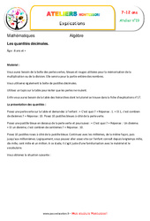 Les quantités décimales - Algèbre - Montessori - Atelier 19 : 5ème, 6ème, 7ème Harmos - PDF à imprimer