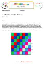 La multiplication de nombres décimaux - Algèbre - Montessori - Atelier 23 : 5ème, 6ème, 7ème Harmos - PDF à imprimer