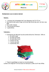 La multiplication de nombres décimaux - Algèbre - Montessori - Liste des matériaux : 5ème, 6ème, 7ème Harmos - PDF à imprimer