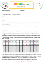 Les fractions et les nombres décimaux - Algèbre - Montessori - Atelier 25 : 5ème, 6ème, 7ème Harmos - PDF à imprimer