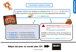 Accord dans le groupe nominal - Cours, Leçon, trace écrite : 6ème Harmos - PDF gratuit à imprimer