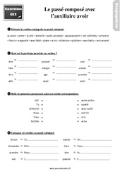 Le passé composé avec l’auxiliaire avoir - Révisions, exercices : 5ème Harmos - PDF à imprimer