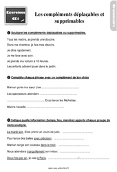 Les compléments déplaçables et supprimables - Exercices, révisions : 4ème Harmos - PDF à imprimer