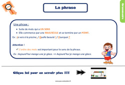 La phrase - Cours, Leçon, trace écrite : 5ème Harmos - PDF gratuit à imprimer