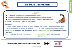 Le sujet du verbe - Cours, Leçon, trace écrite : 5ème Harmos - PDF gratuit à imprimer