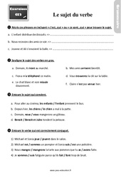 Le sujet du verbe - Exercices, révisions : 5ème Harmos - PDF à imprimer