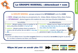 Le groupe nominal - Cours, Leçon, trace écrite : 5ème Harmos - PDF à imprimer