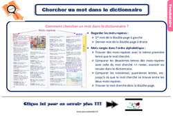 Chercher un mot dans le dictionnaire - Cours, Leçon, trace écrite : 5ème Harmos - PDF gratuit à imprimer