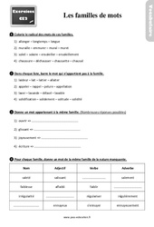 Les familles de mots - Exercices, révisions : 5ème Harmos - PDF à imprimer