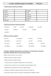 Le nom - Variation en genre et en nombre - Exercices - Orthographe : 7ème Harmos - PDF à imprimer