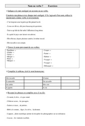 Nom ou verbe - Exercices - Orthographe : 7ème Harmos - PDF à imprimer