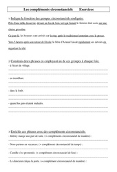 Compléments circonstanciels but, cause, lieu, manière, moyen, temps - Exercices - Grammaire : 7ème Harmos - PDF à imprimer