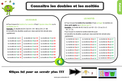 Connaître les doubles et les moitiés - Cours, Leçon : 5ème Harmos - PDF gratuit à imprimer