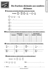 Passer des fractions décimales aux nombres décimaux - Exercices : 6ème Harmos - PDF à imprimer