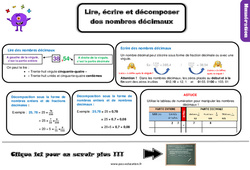 Placer lire, écrire et décomposer des nombres décimaux - Cours, Leçon : 6ème Harmos - PDF gratuit à imprimer