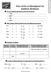 Lire, écrire et décomposer des nombres décimaux - Exercices : 6ème Harmos - PDF à imprimer