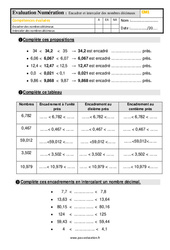 Encadrer et intercaler des nombres décimaux - Examen Evaluation : 6ème Harmos - PDF à imprimer