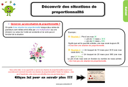 Découvrir des situations de proportionnalité - Cours, Leçon, trace écrite : 6ème Harmos - PDF gratuit à imprimer