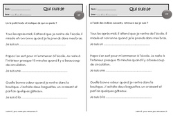 Qui suis - je - Inférences textes - Exercices de lecture : 3eme Harmos - PDF à imprimer